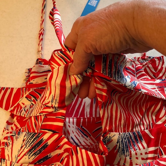 Cupshe Red and Blue Leaf Print Maxi Slip Dress - Picture 7 of 12